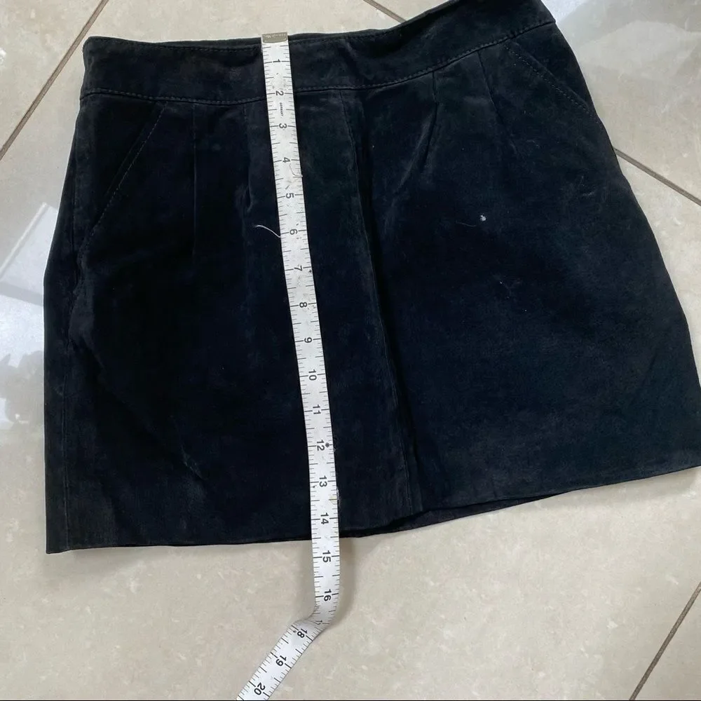 Forever 21 Heritage Y2K Black Pig Skin Leather Pleated Mini Skirt 27